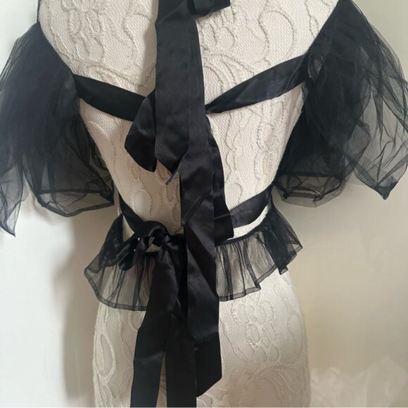 NWT Simone Rocha x H&M Puff Sleeve Tulle Top in Black sz XS - Picture 13 of 16